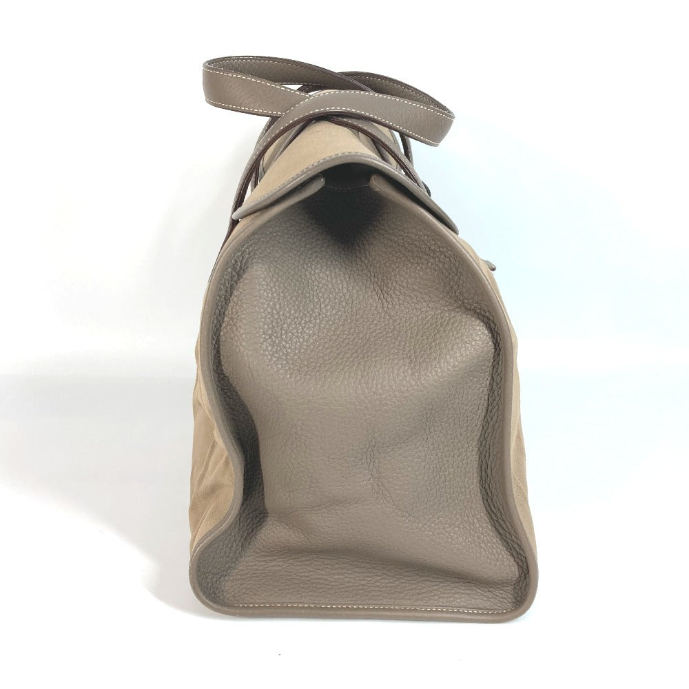 Hermes menumbuk h logo hoodoo tote beg beg boston beg tangan tangan/kanvas unisex kelabu