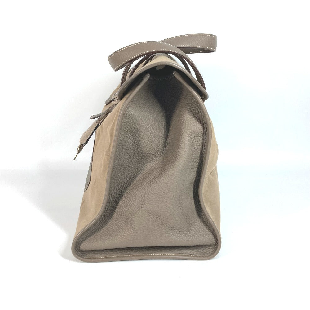 Hermes menumbuk h logo hoodoo tote beg beg boston beg tangan tangan/kanvas unisex kelabu