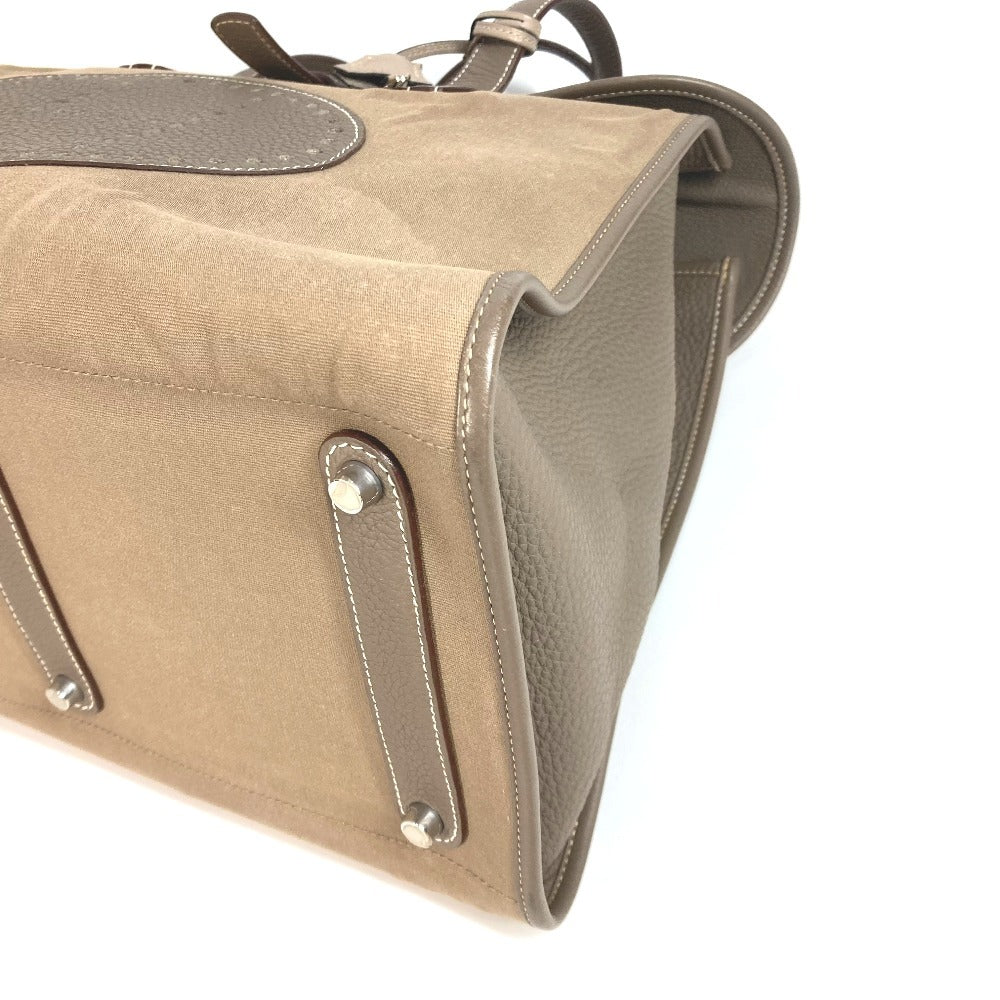 Hermes menumbuk h logo hoodoo tote beg beg boston beg tangan tangan/kanvas unisex kelabu