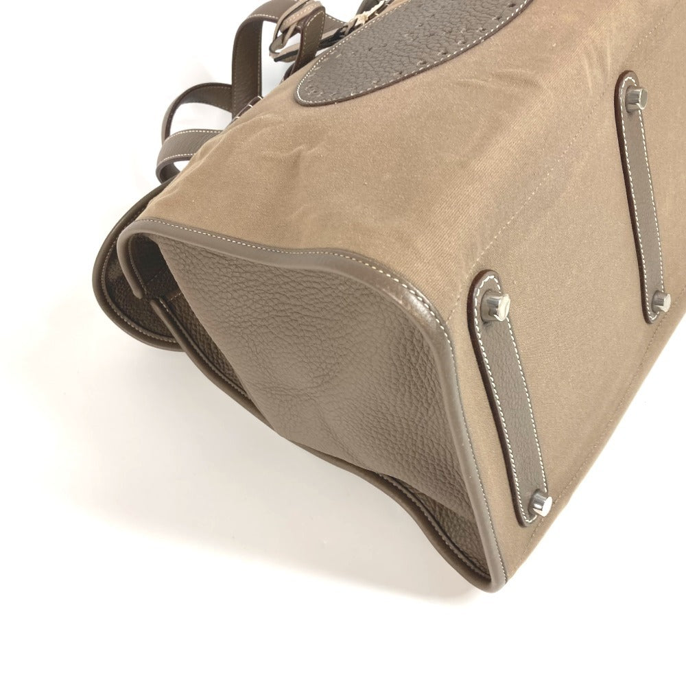 Hermes menumbuk h logo hoodoo tote beg beg boston beg tangan tangan/kanvas unisex kelabu