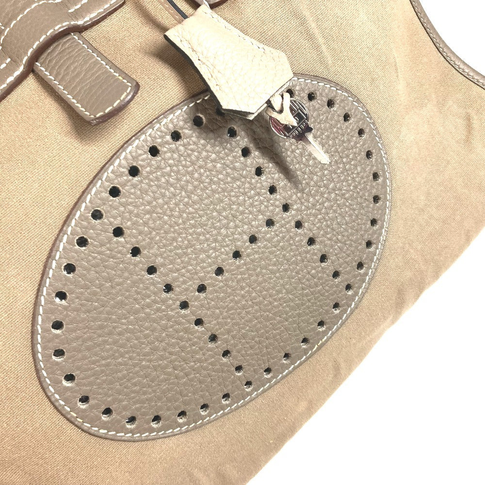 Hermes menumbuk h logo hoodoo tote beg beg boston beg tangan tangan/kanvas unisex kelabu