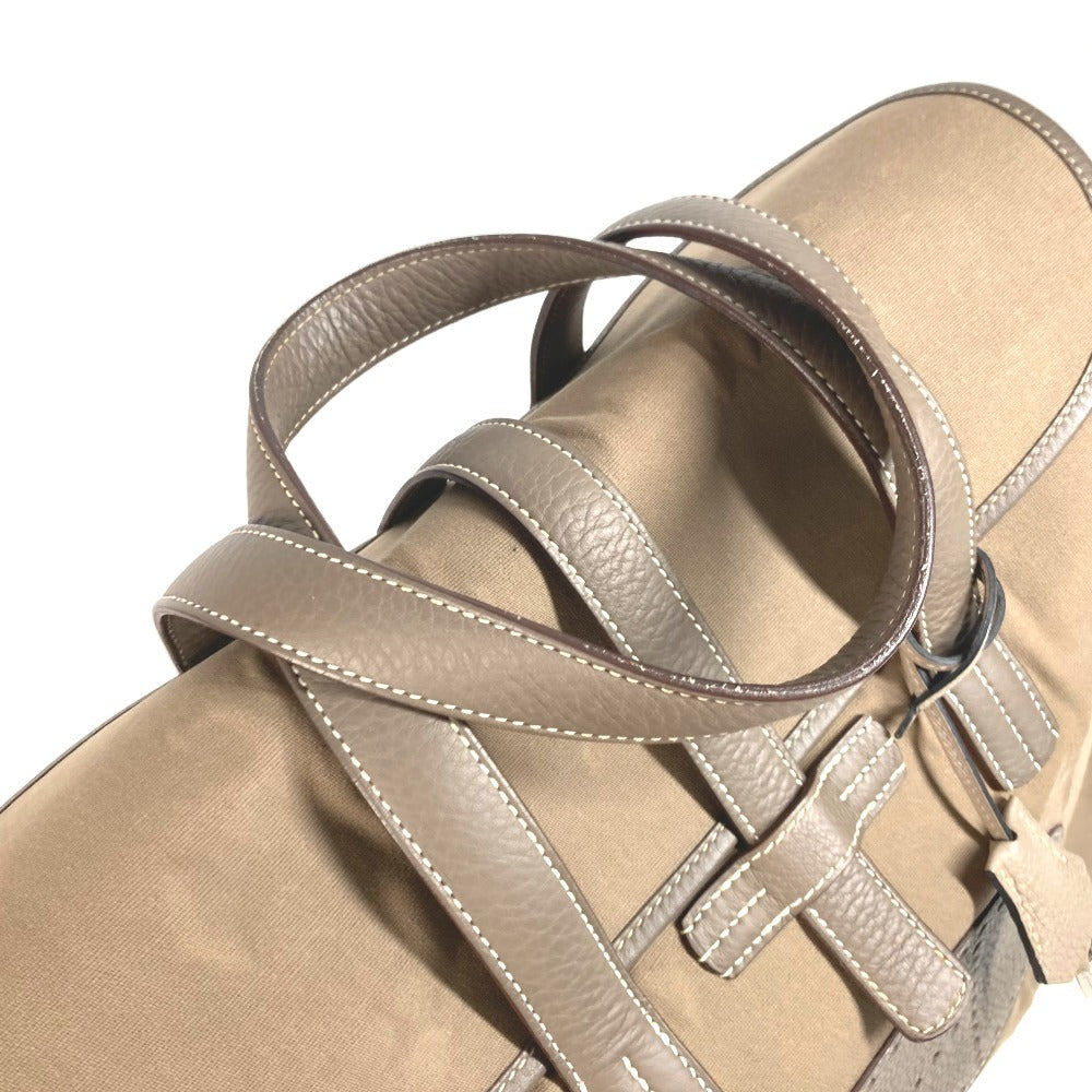 Hermes menumbuk h logo hoodoo tote beg beg boston beg tangan tangan/kanvas unisex kelabu