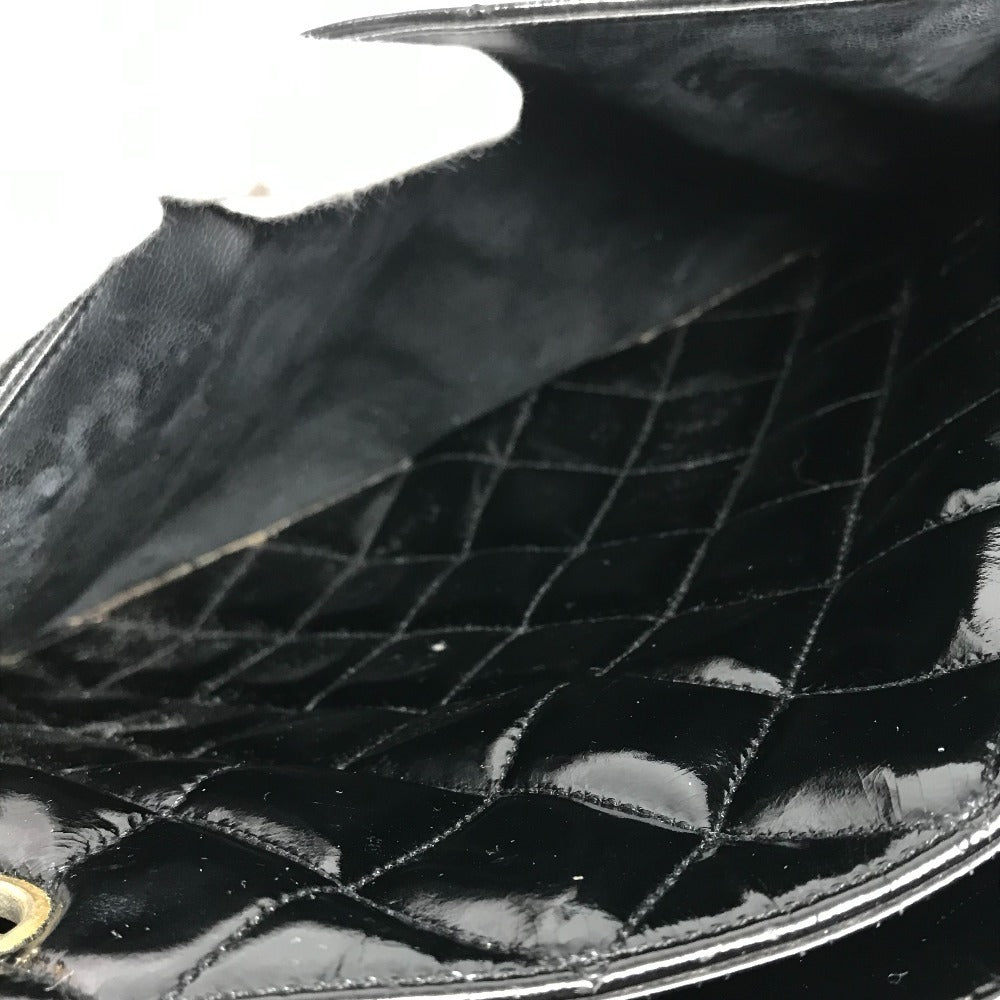 CHANEL Vintage Quilted Matelasse W Chain Bag Bag Tote Bag Shoulder Bag Enamel Women's Black