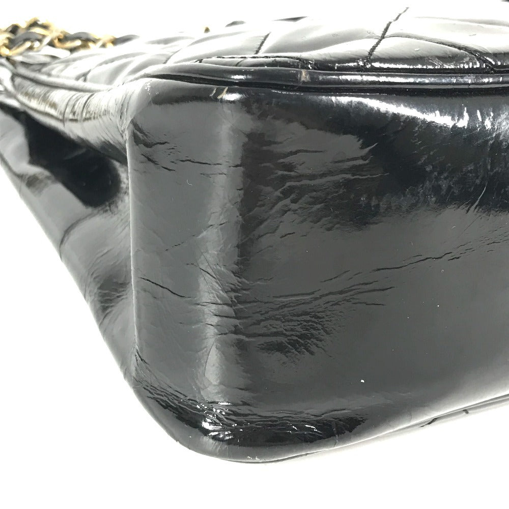 CHANEL Vintage Quilted Matelasse W Chain Bag Bag Tote Bag Shoulder Bag Enamel Women's Black