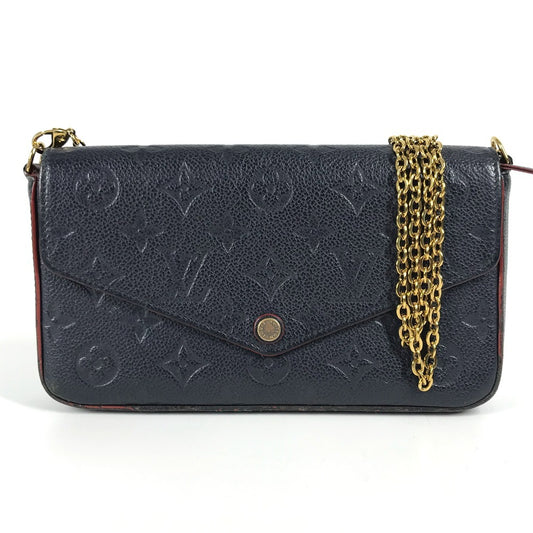 LOUIS VUITTON M64099 Monogram Emprene Pochette Félicie Chain Bag Shoulder Crossbody Long Wallet Chain Wallet Shoulder Bag Monogram Emprene Leather Women's Navy