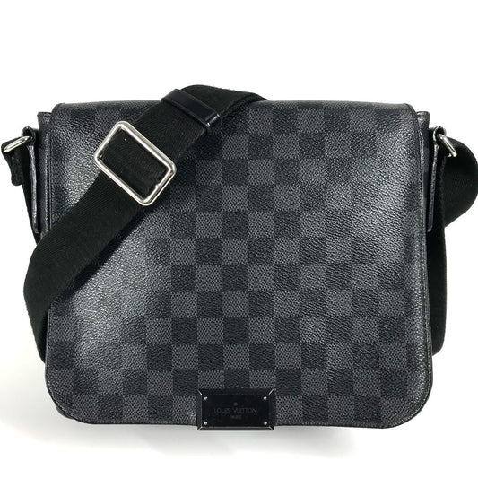 LOUIS VUITTON N41260 Damier Graphite District PM District PM Bag Crossbody Flap Messenger Bag Shoulder Bag Damier Graphite Canvas Unisex Black