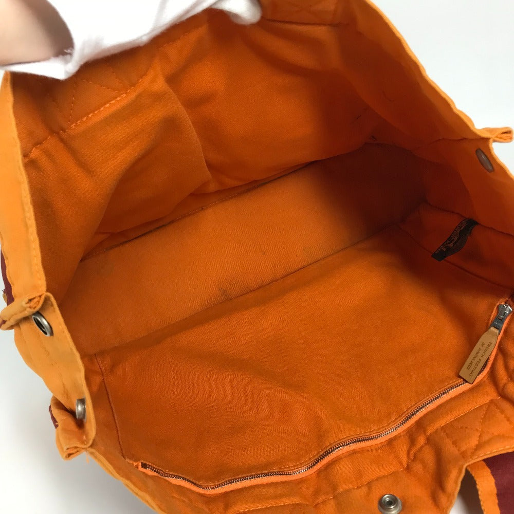 HERMES French Festival Hawaii 2002 Bicolor Fool Toe MM Fool Toe MM Bag Tote Bag Handbag Cotton Ladies Orange