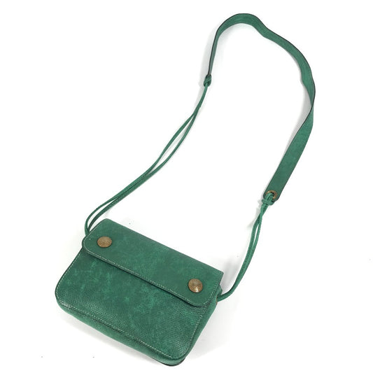HERMES Vintage Logo Pochette Bag Mini Bag Shoulder Bag Leather Women's Green
