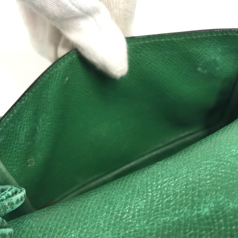 HERMES Vintage Logo Pochette Bag Mini Bag Shoulder Bag Leather Women's Green