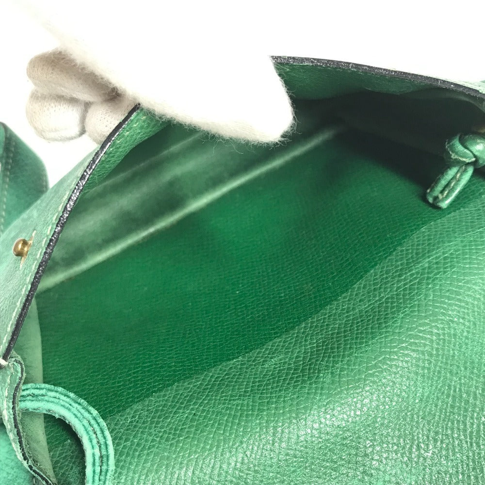 HERMES Vintage Logo Pochette Bag Mini Bag Shoulder Bag Leather Women's Green
