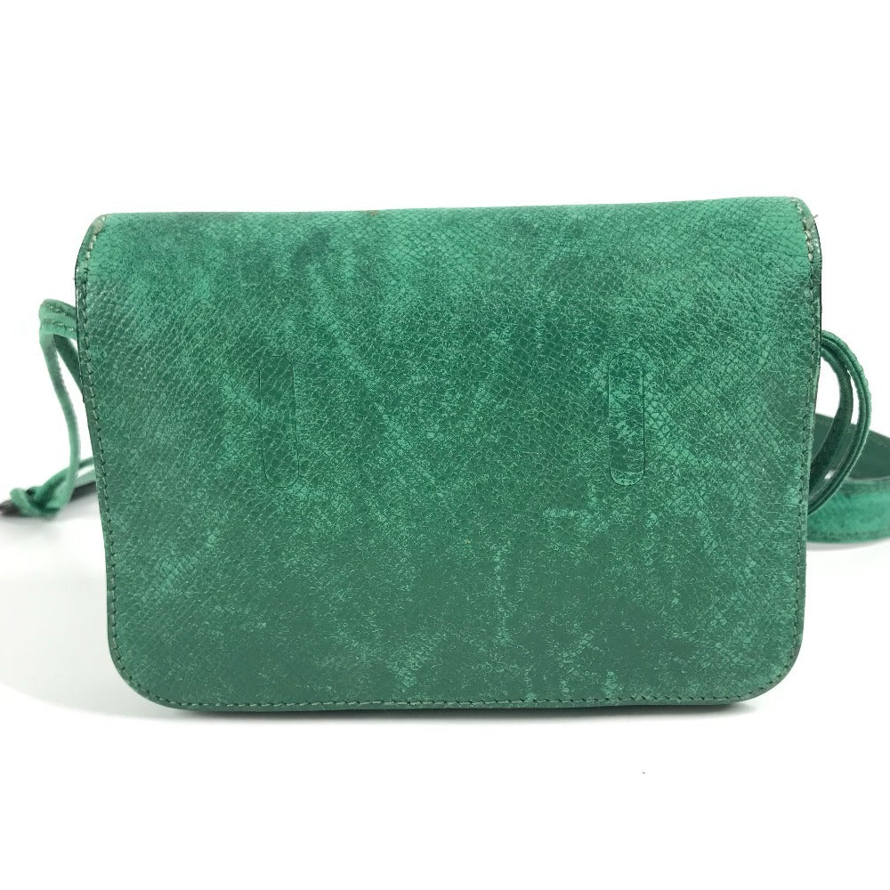 HERMES Vintage Logo Pochette Bag Mini Bag Shoulder Bag Leather Women's Green