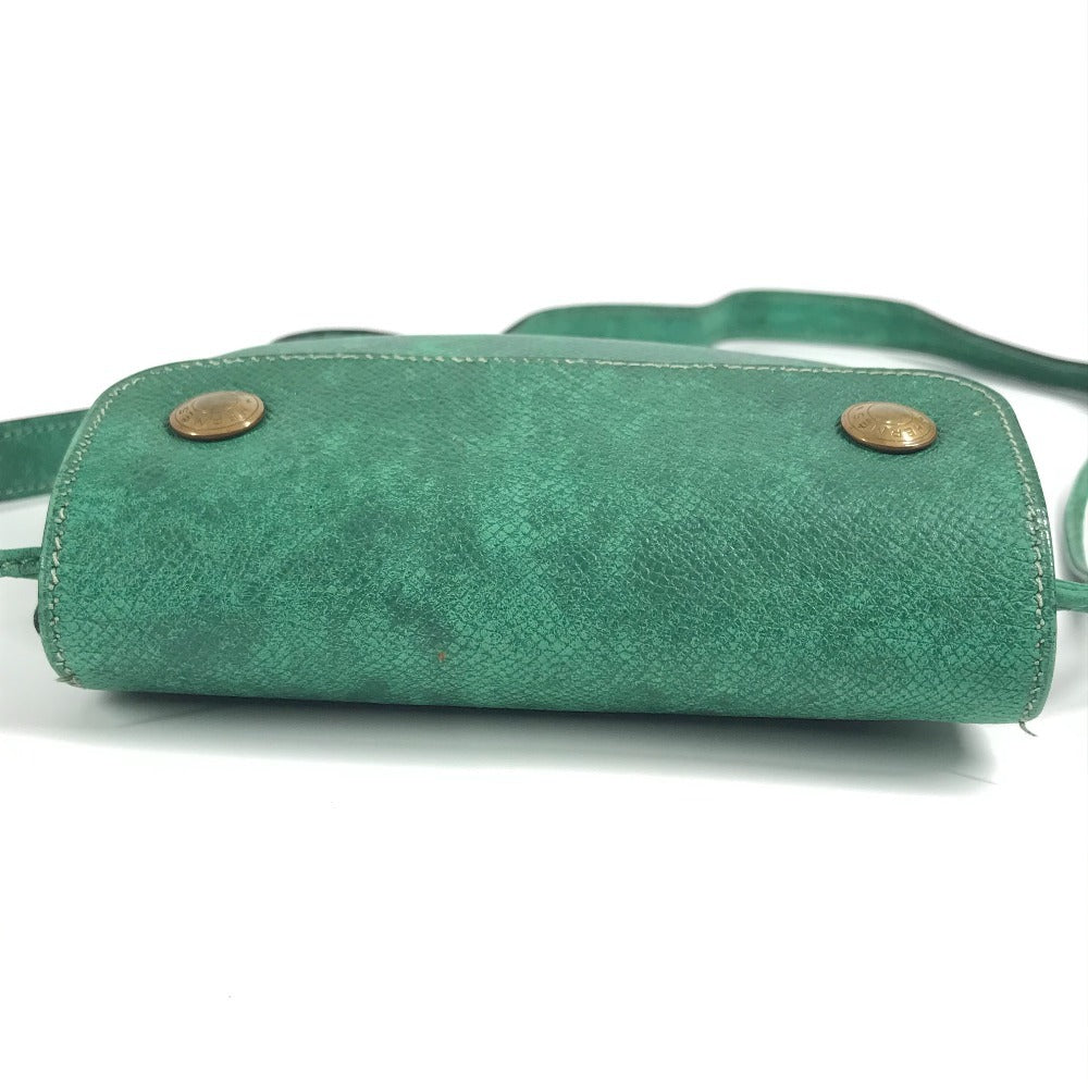 HERMES Vintage Logo Pochette Bag Mini Bag Shoulder Bag Leather Women's Green