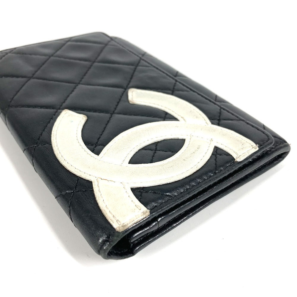 Chanel Cambon Line CC Coco Mark Logo Kompak Dompet Bifold Wallet Kulit Wanita Hitam