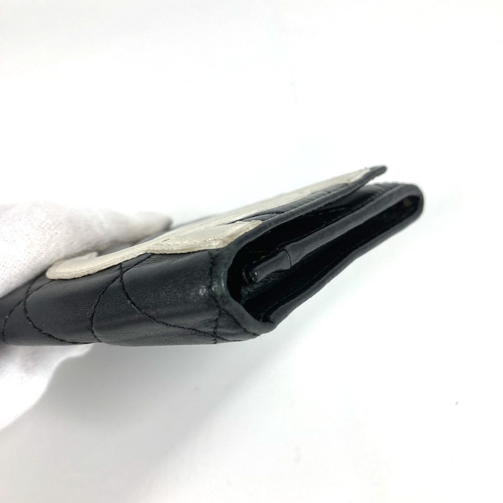 Chanel Cambon Line CC Coco Mark Logo Kompak Dompet Bifold Wallet Kulit Wanita Hitam