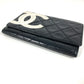 Chanel Cambon Line CC Coco Mark Logo Kompak Dompet Bifold Wallet Kulit Wanita Hitam
