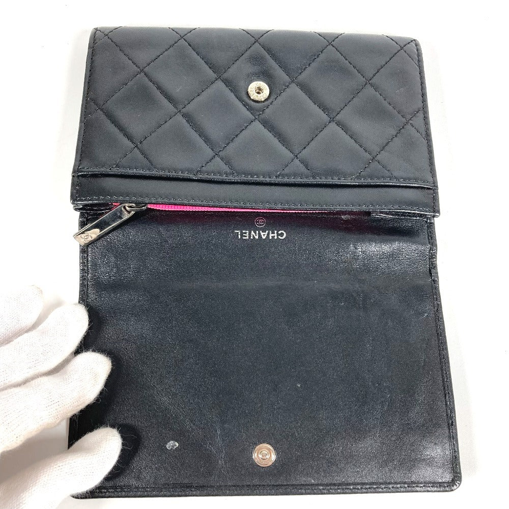 Chanel Cambon Line CC Coco Mark Logo Kompak Dompet Bifold Wallet Kulit Wanita Hitam