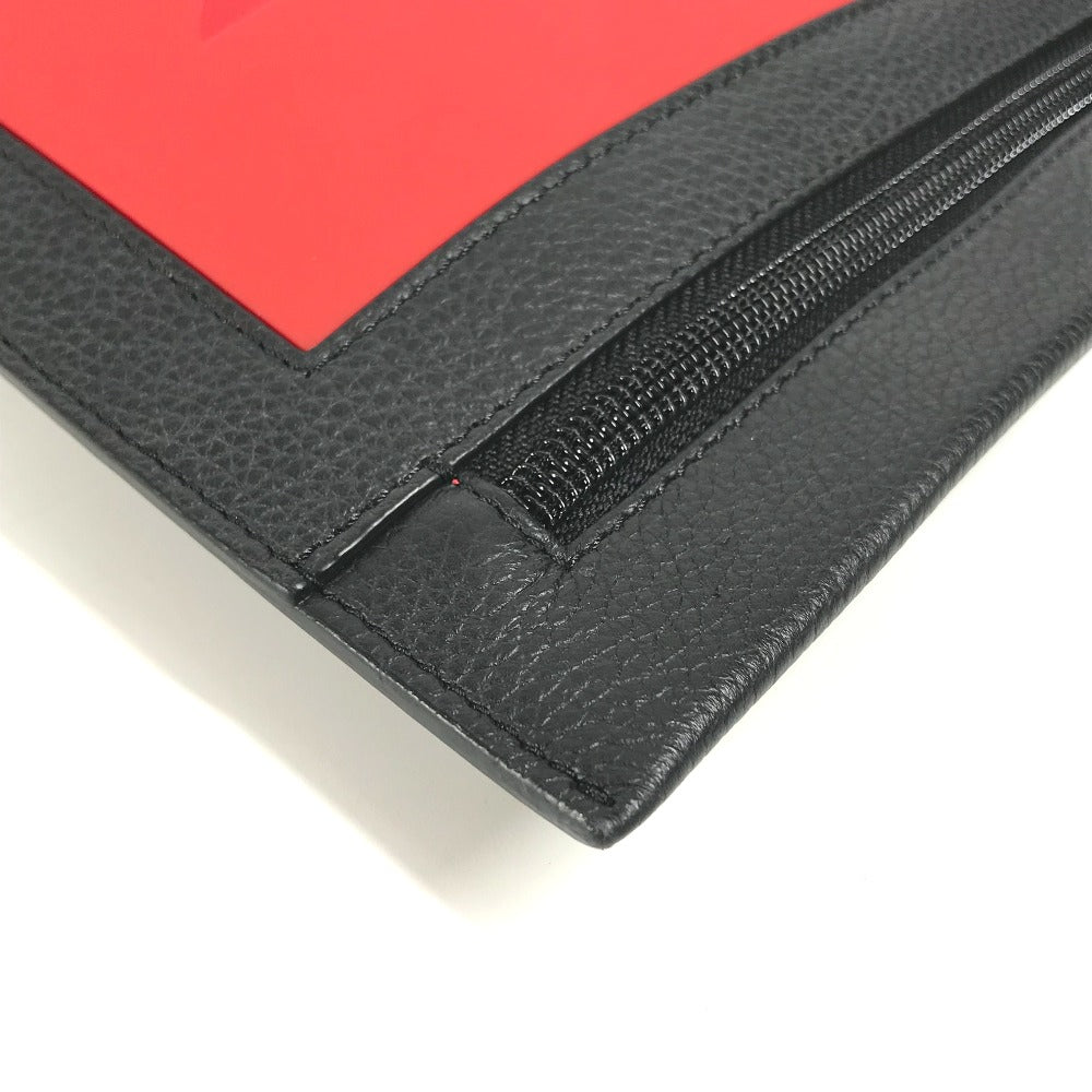 Christian Louboutin Bicolor Sole Logo Bag Pouch Clutch Bag Rubber Unisex Black