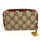 Gucci 473911 GG Supreme Courier Patch Patch Perniagaan Pemegang Pas Koin Koin Kad Kad Pusingan Zipper Wallet Coin Case Gg Supreme Canvas Unisex Beige
