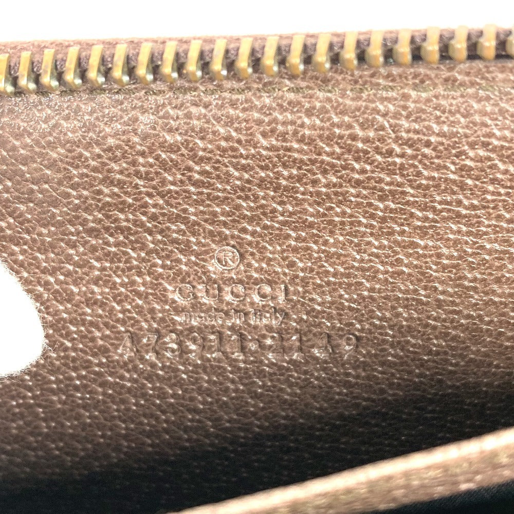 Gucci 473911 GG Supreme Courier Patch Patch Perniagaan Pemegang Pas Koin Koin Kad Kad Pusingan Zipper Wallet Coin Case Gg Supreme Canvas Unisex Beige