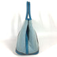HERMES Garden Party TPM Toile Officier Leather Handbag/Tote Bag, Blue, Women's