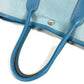 HERMES Garden Party TPM Toile Officier Leather Handbag/Tote Bag, Blue, Women's