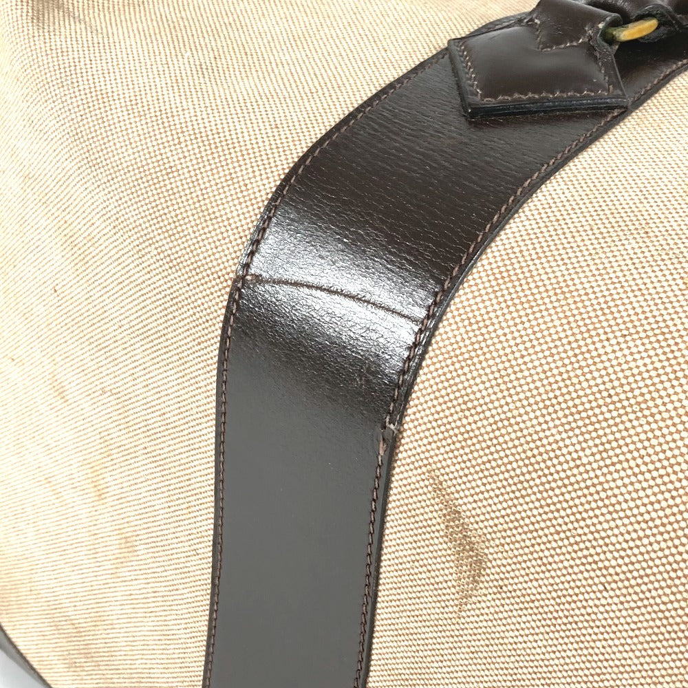 Hermes Vintage Bag Travel Bag Travel Bag Boston Bag Kulit/Canvas Unisex Beige