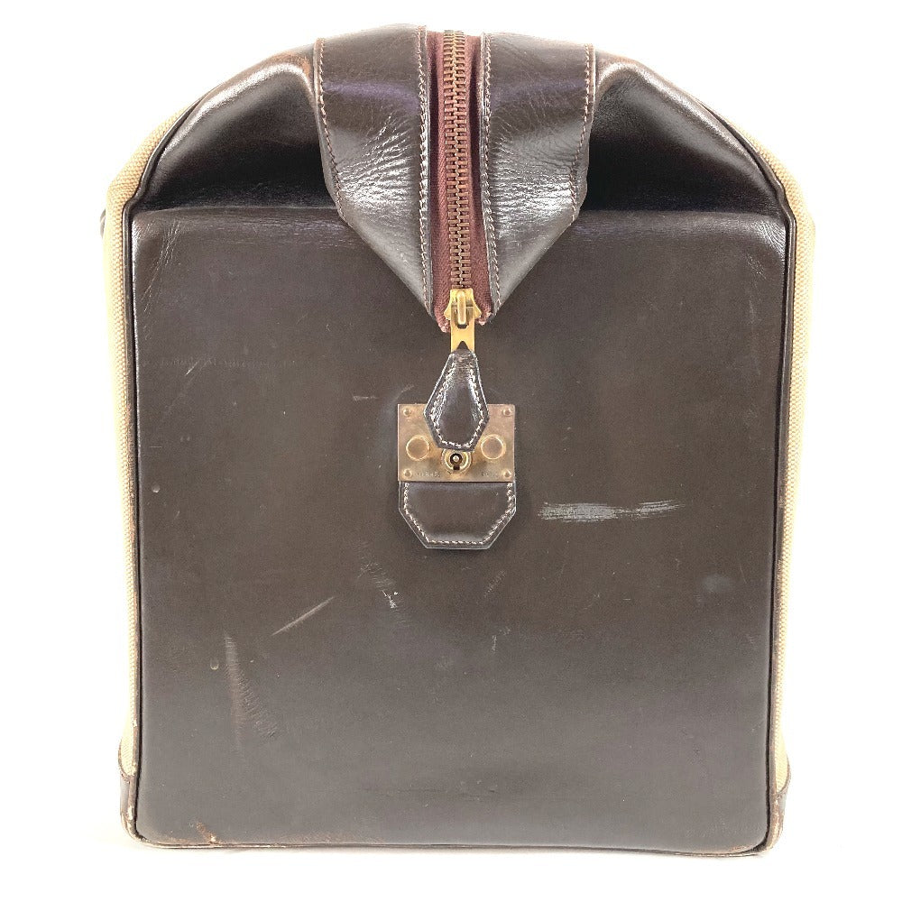 Hermes Vintage Bag Travel Bag Travel Bag Boston Bag Kulit/Canvas Unisex Beige