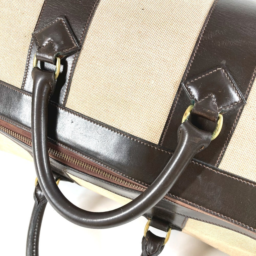 Hermes Vintage Bag Travel Bag Travel Bag Boston Bag Kulit/Canvas Unisex Beige