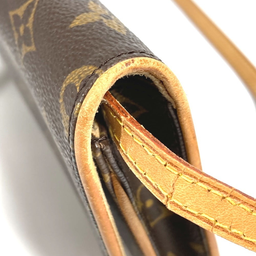 Louis Vuitton M51852 Monogram Pochette Twin GM Pochette Twin GM Bag Flap Beg Beg 2way Beg Beg Beg Monogram Kanvas Wanita Coklat