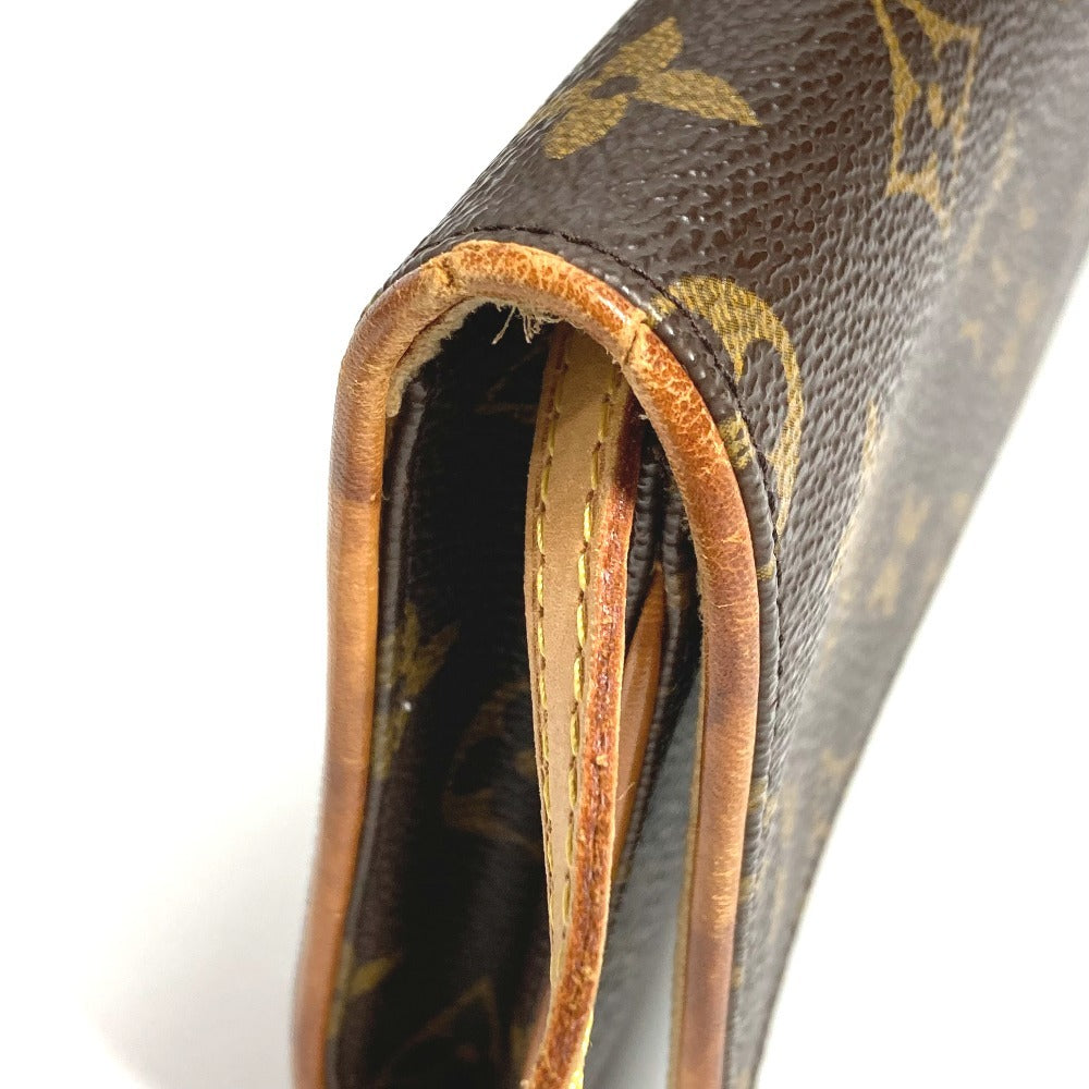 Louis Vuitton M51852 Monogram Pochette Twin GM Pochette Twin GM Bag Flap Beg Beg 2way Beg Beg Beg Monogram Kanvas Wanita Coklat