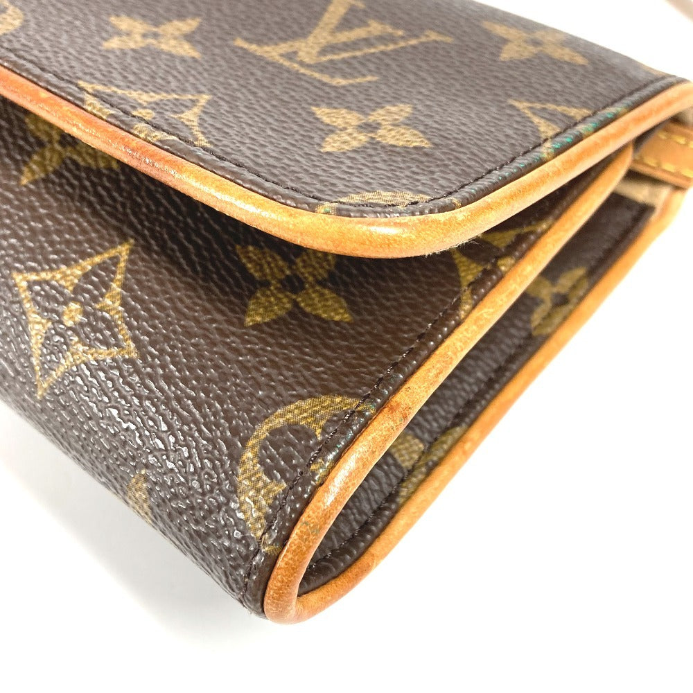 Louis Vuitton M51852 Monogram Pochette Twin GM Pochette Twin GM Bag Flap Beg Beg 2way Beg Beg Beg Monogram Kanvas Wanita Coklat
