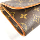 Louis Vuitton M51852 Monogram Pochette Twin GM Pochette Twin GM Bag Flap Beg Beg 2way Beg Beg Beg Monogram Kanvas Wanita Coklat