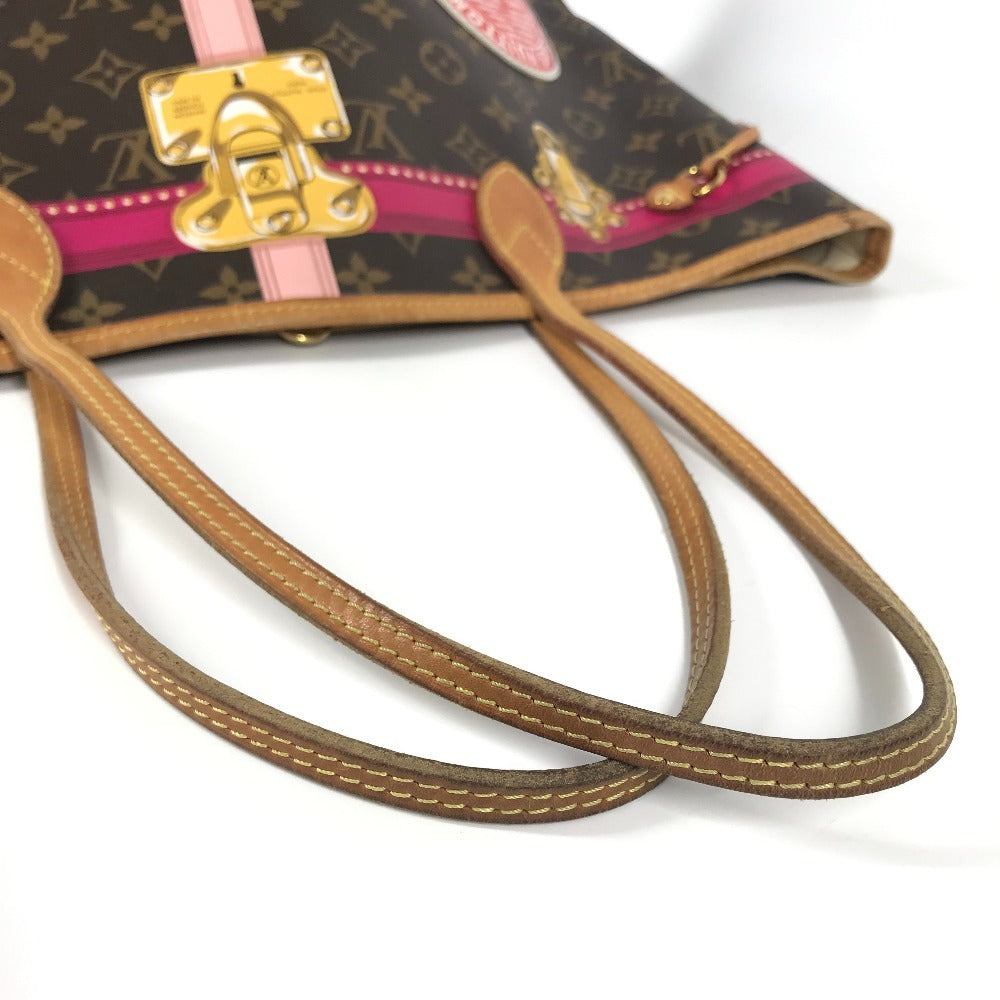 Louis Vuitton M41390 Monogram Summer Trunk Neverfull MM Neverfull MM 2018 Koleksi Bahu Bego Beg Tote Bag Monogram Kanvas Wanita Pink