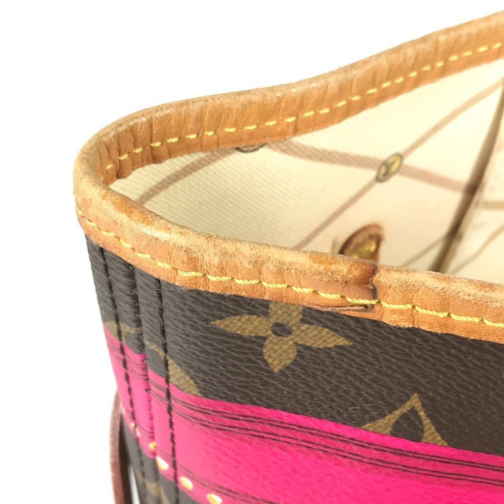 Louis Vuitton M41390 Monogram Summer Trunk Neverfull MM Neverfull MM 2018 Koleksi Bahu Bego Beg Tote Bag Monogram Kanvas Wanita Pink