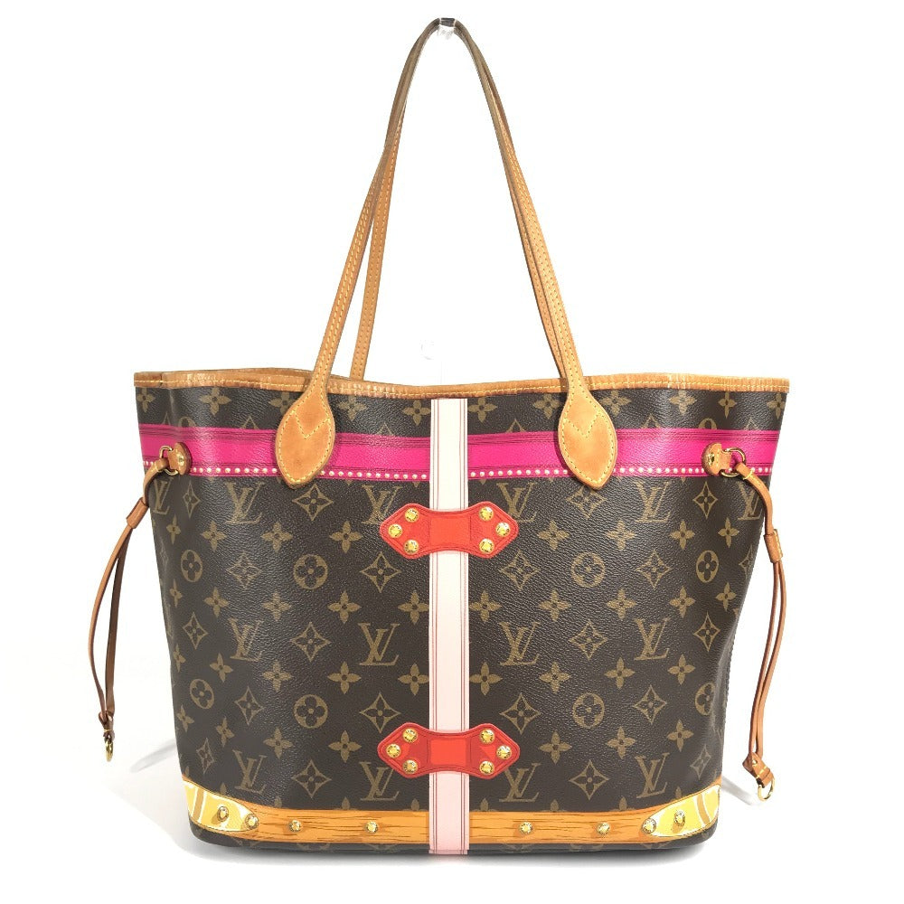 Louis Vuitton M41390 Monogram Summer Trunk Neverfull MM Neverfull MM 2018 Koleksi Bahu Bego Beg Tote Bag Monogram Kanvas Wanita Pink