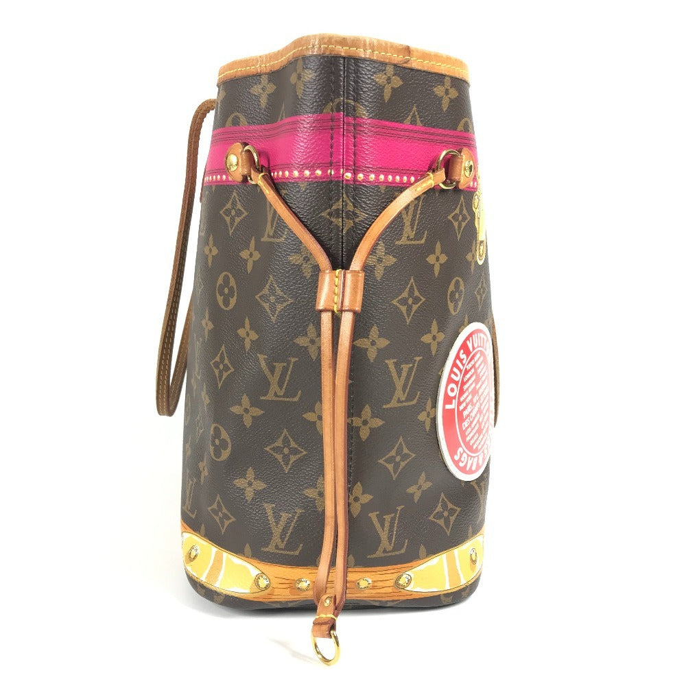 Louis Vuitton M41390 Monogram Summer Trunk Neverfull MM Neverfull MM 2018 Koleksi Bahu Bego Beg Tote Bag Monogram Kanvas Wanita Pink