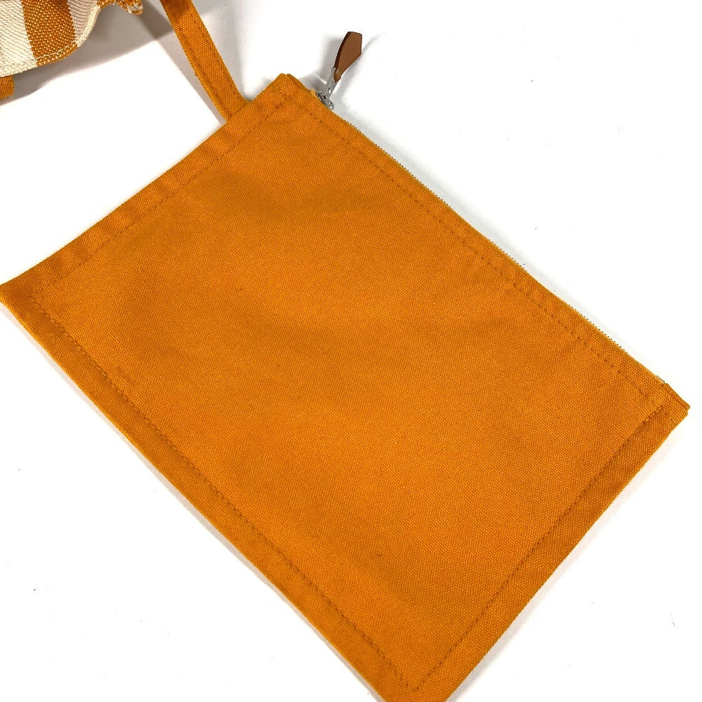 HERMES ボーダー ポーチ付き カンヌPM カンヌ PM カバン トートバッグ ハンドバッグ コットン レディース イエロー