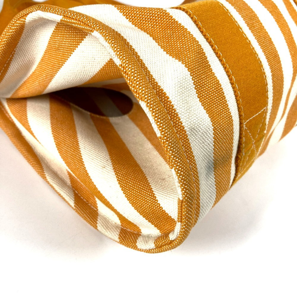 HERMES ボーダー ポーチ付き カンヌPM カンヌ PM カバン トートバッグ ハンドバッグ コットン レディース イエロー