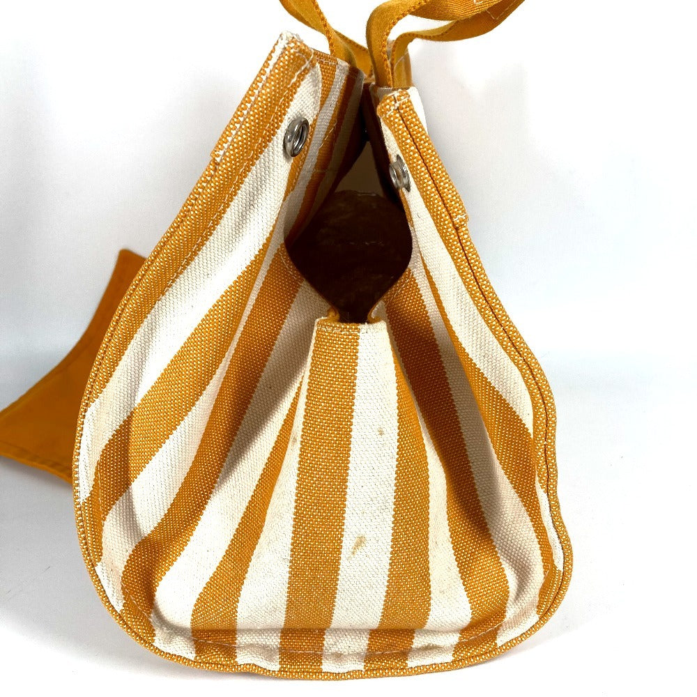 HERMES ボーダー ポーチ付き カンヌPM カンヌ PM カバン トートバッグ ハンドバッグ コットン レディース イエロー