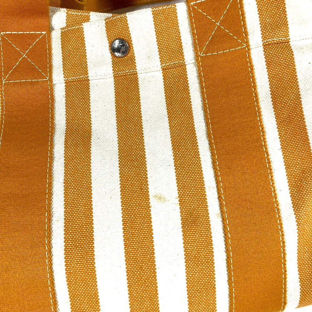 HERMES ボーダー ポーチ付き カンヌPM カンヌ PM カバン トートバッグ ハンドバッグ コットン レディース イエロー