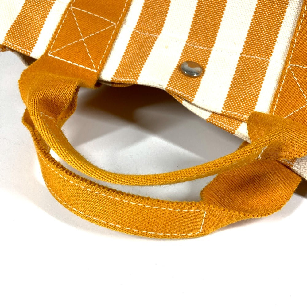HERMES ボーダー ポーチ付き カンヌPM カンヌ PM カバン トートバッグ ハンドバッグ コットン レディース イエロー