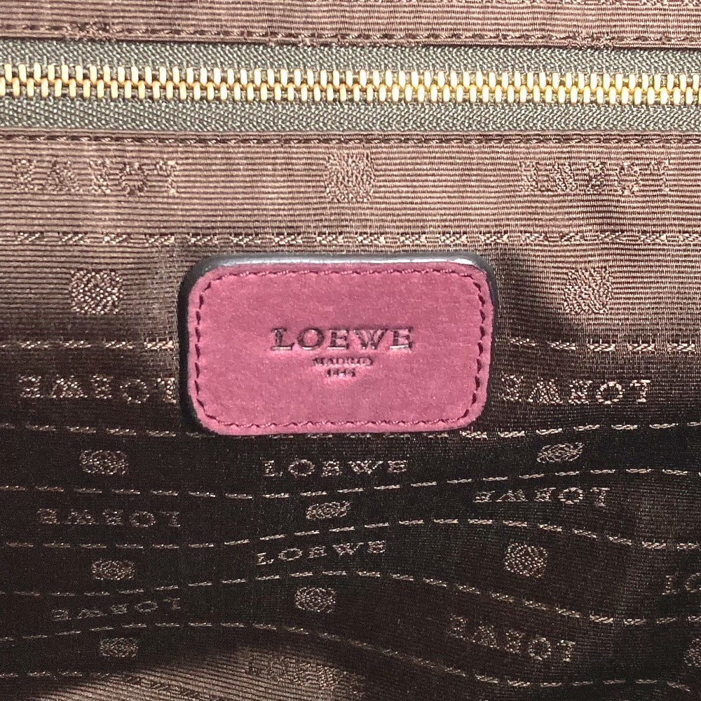 LOEWE Logo Heritage Tote Bag Shoulder Bag Nubuck Unisex Bordeaux