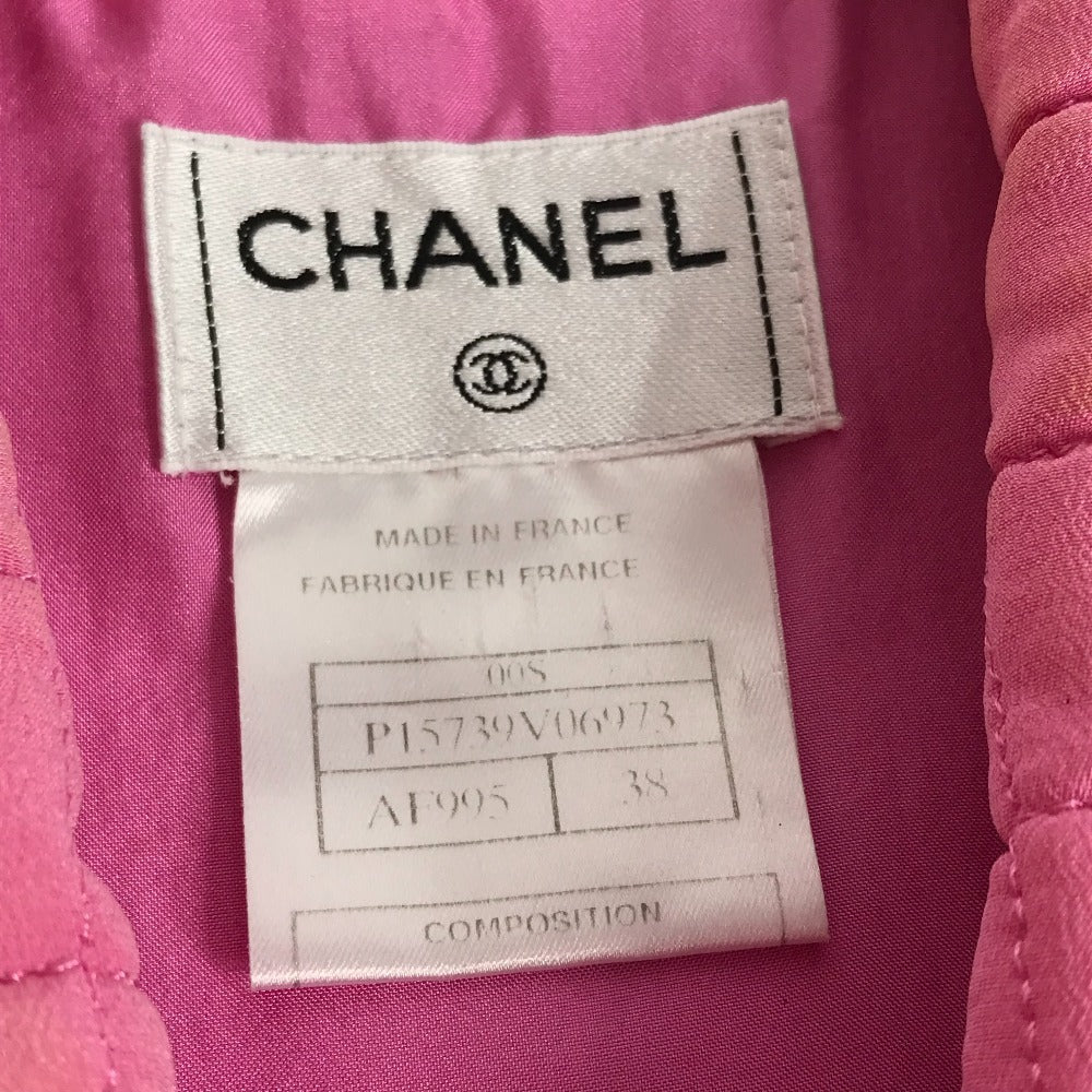 CHANEL P15739 00S CC ココマーク キルティング 袖なし トップス アウター アパレル ベスト シルク レディース ピンク