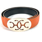 HERMES Double H Logo Buckle Bottoms Belt Accessory Belt Leather Unisex Orange