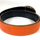 HERMES Double H Logo Buckle Bottoms Belt Accessory Belt Leather Unisex Orange