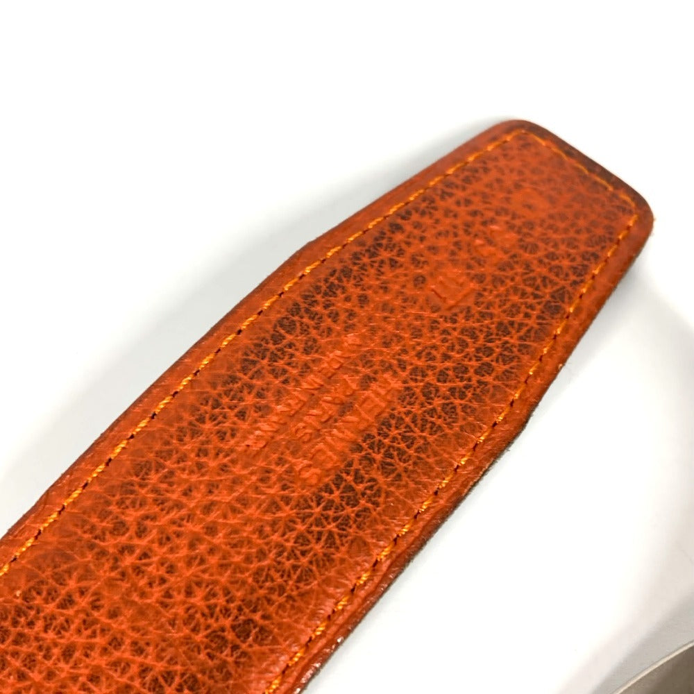 HERMES Double H Logo Buckle Bottoms Belt Accessory Belt Leather Unisex Orange