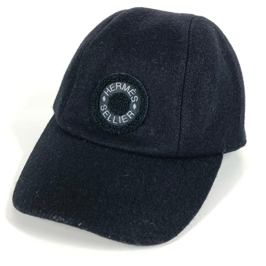 HERMES Logo Serie Gorra Gorra De Béisbol Lana Unisex Negro