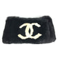 CHANEL Bicolor CC Logo Coco Mark Tippet Accessory Muffler Fur Ladies Black