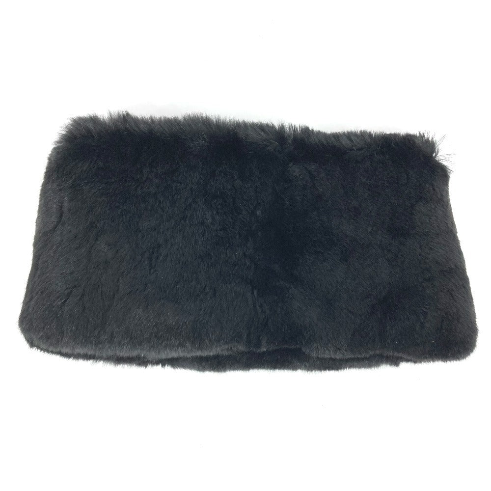 CHANEL Bicolor CC Logo Coco Mark Tippet Accessory Muffler Fur Ladies Black