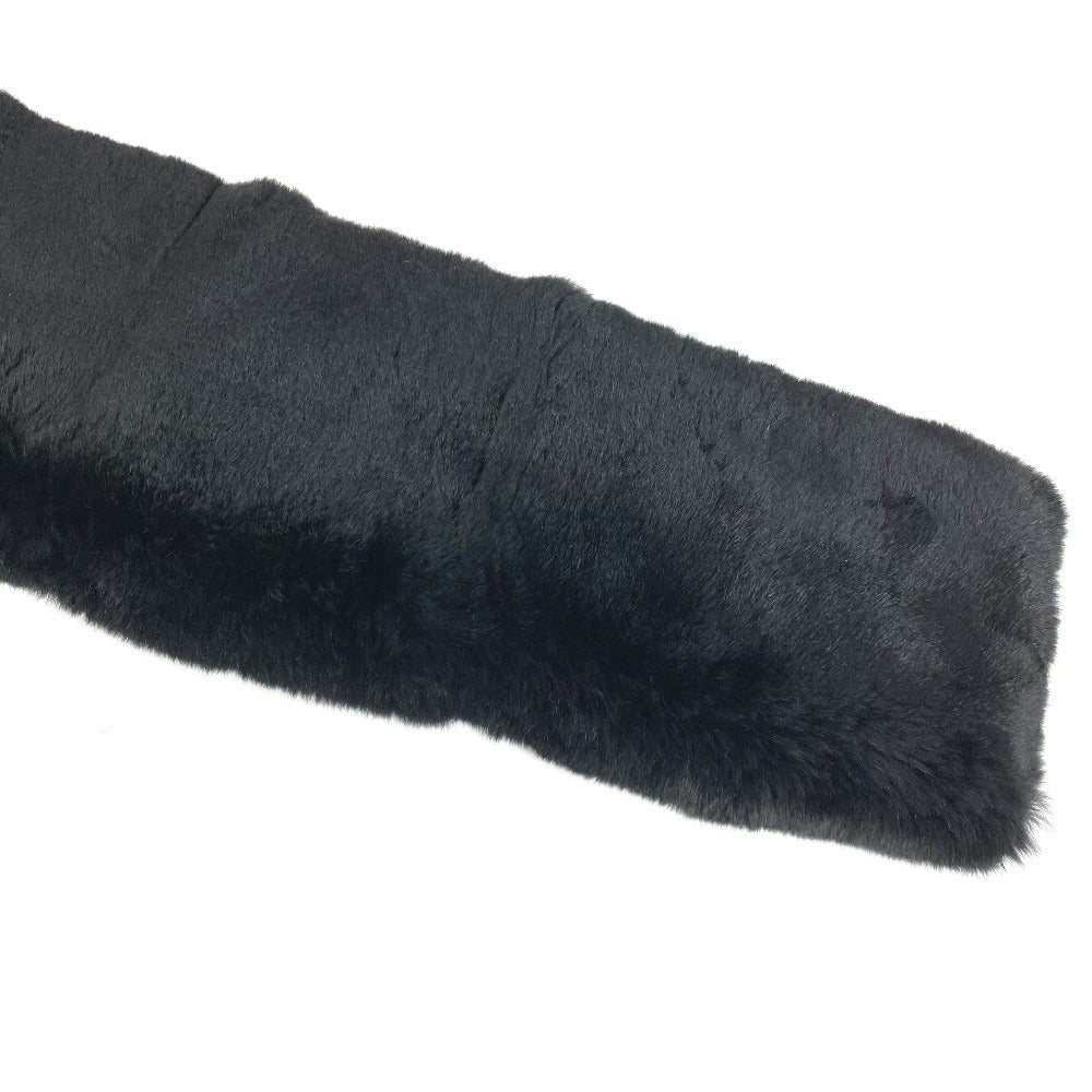 CHANEL Bicolor CC Logo Coco Mark Tippet Accessory Muffler Fur Ladies Black